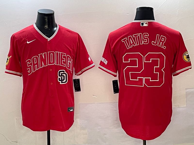 Men San Diego Padres 23 Tatis jr Red Jointly Name Game Nike 2025 MLB Jersey style 2